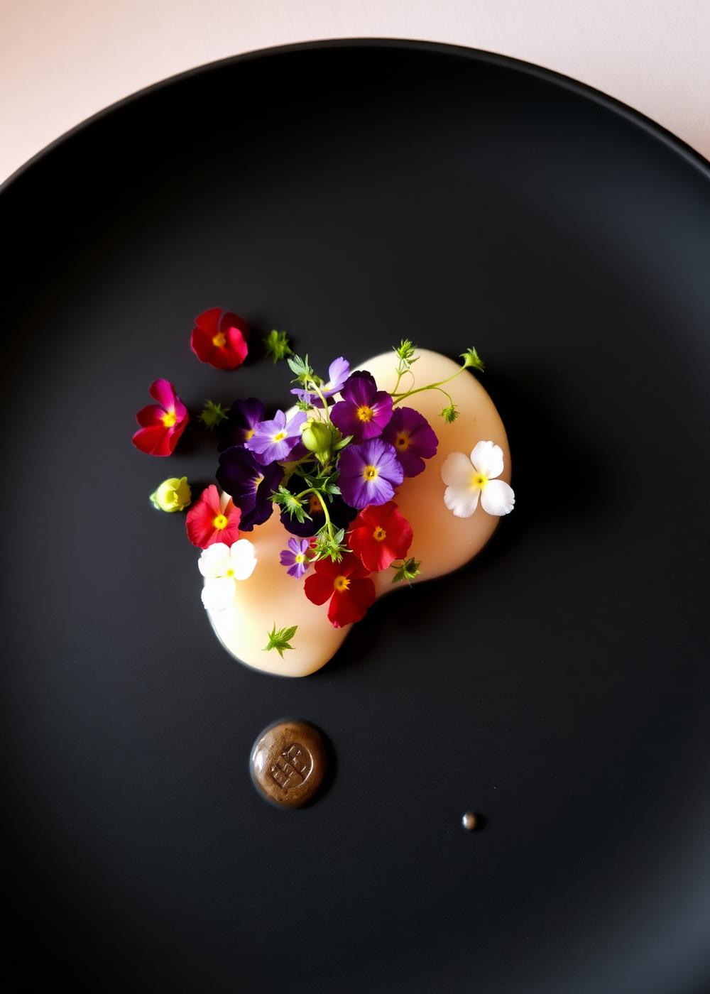 Signature plating with edible flowers