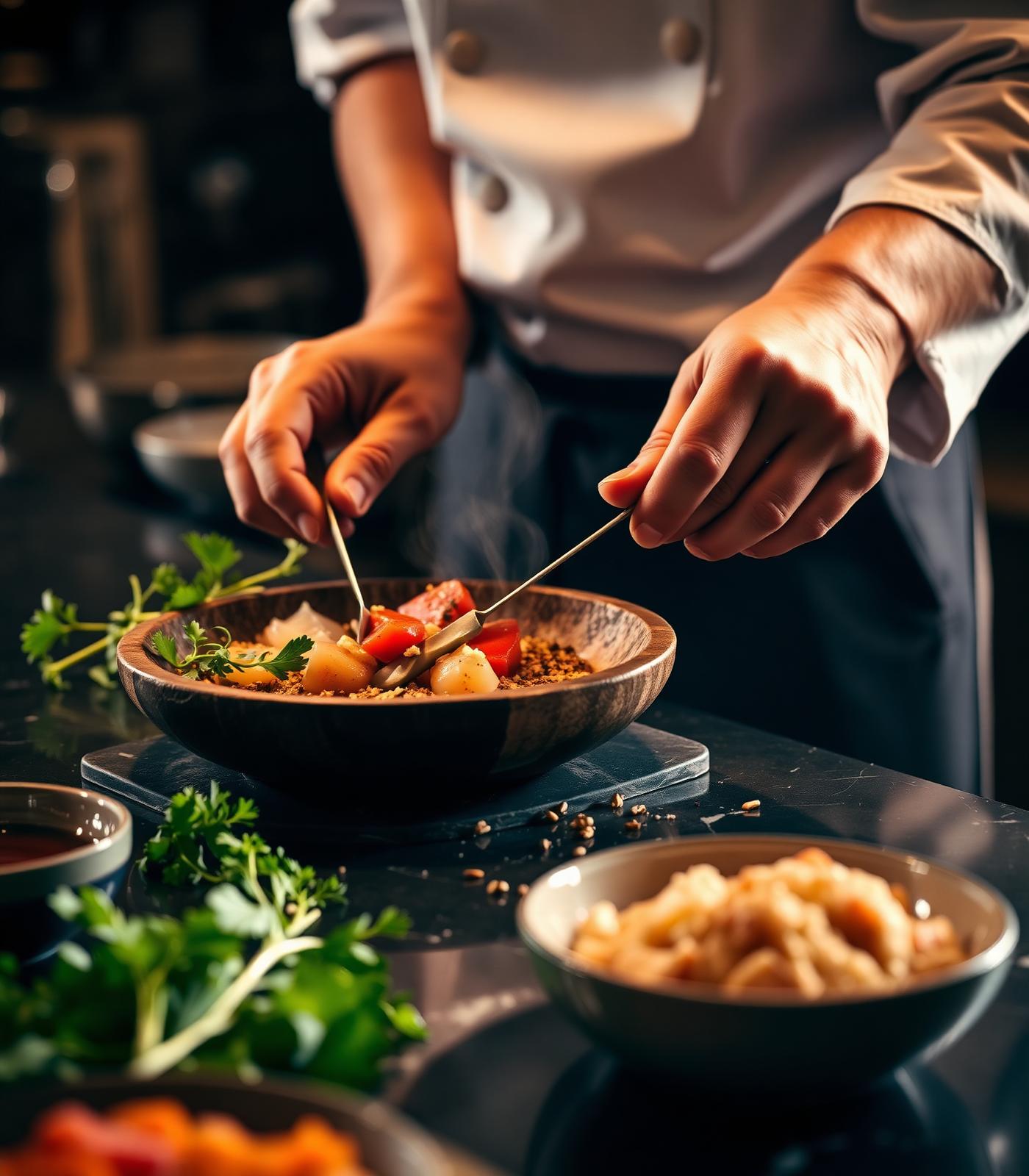 Chef preparing a signature dish